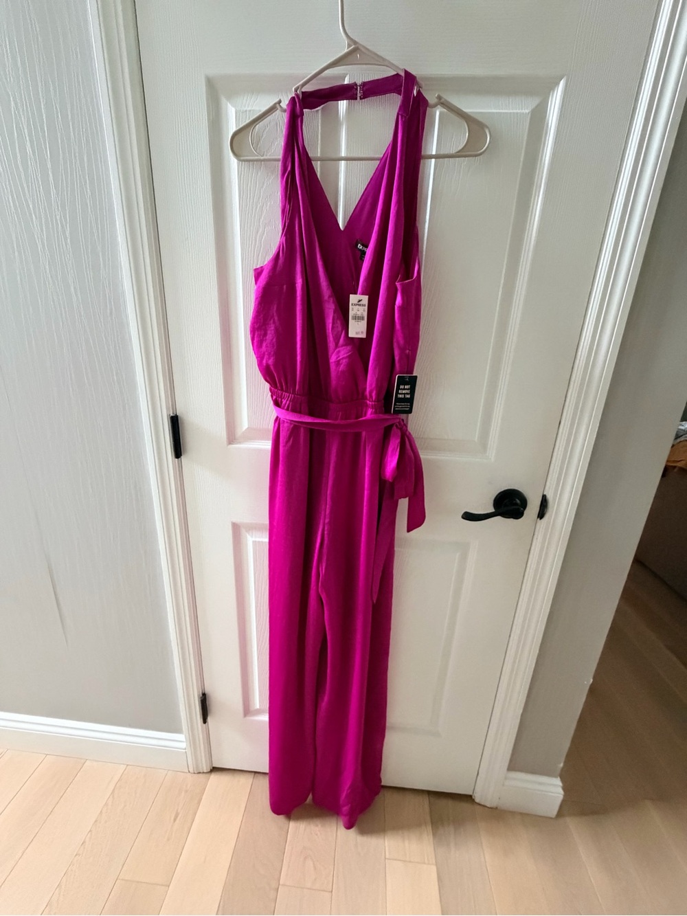 Express NWT L - Bright Fuchsia Halter Jumpsuit